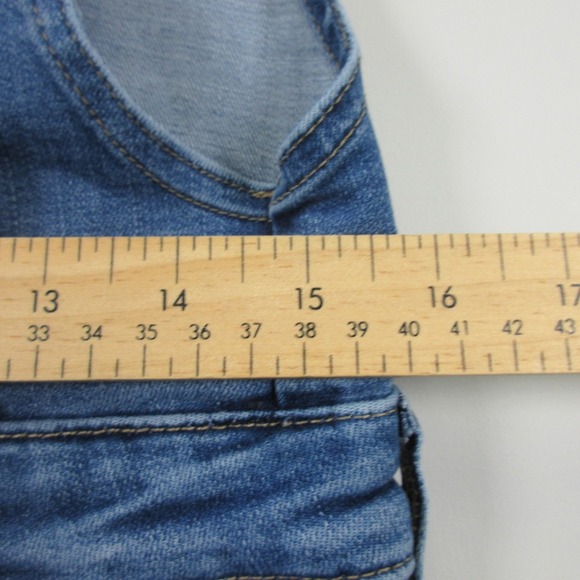 American Eagle Flare Overall Super Stretch Denim 12 Short Blue Casual Boot 746 - Picture 12 of 13